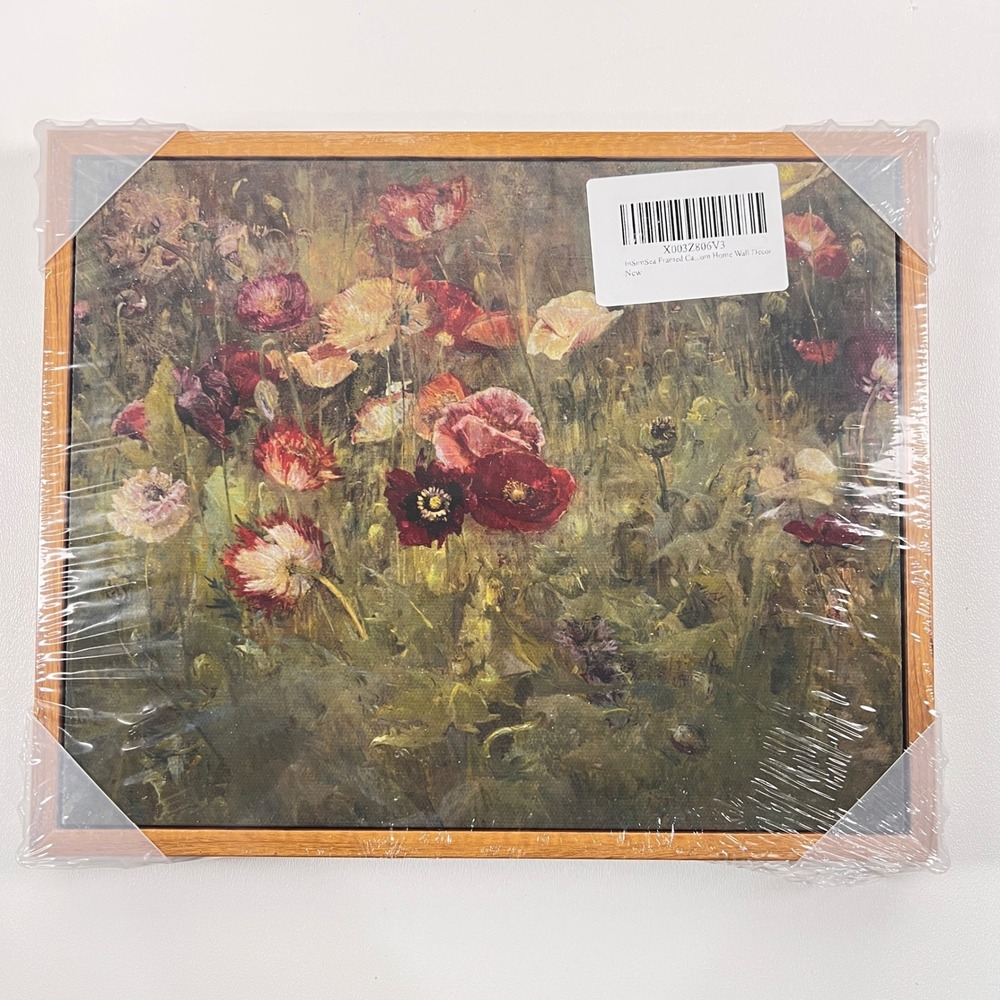 NEW "A Bed of Poppies" Print Frame Canvas Art 11x9 Maria Oakey Dewing Table/Wall